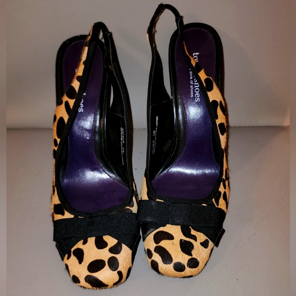 Townshoes Leopard Print Slingback Heels